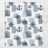 Nautisch patroon wijn etiket (Enkel label)