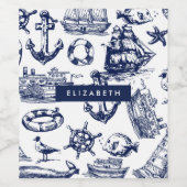 Nautisch patroon wijn etiket (Enkel label)