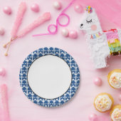 Nautisch patroon | Wit en blauw Papieren Bordje (Feest)