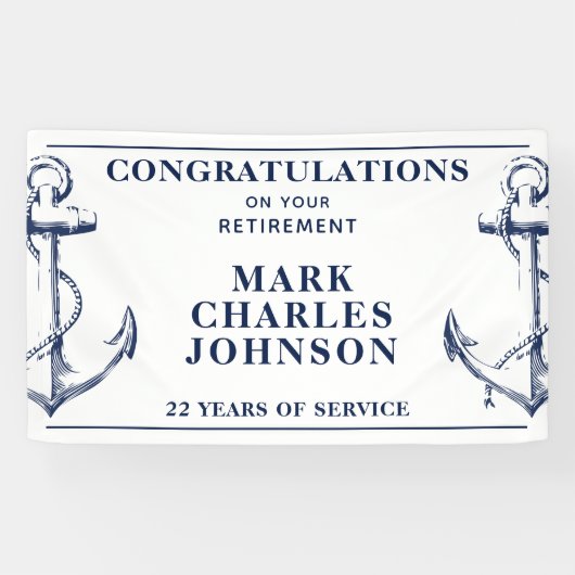 Nautisch pensioen van Navy Anchor Spandoek (Horizontaal)