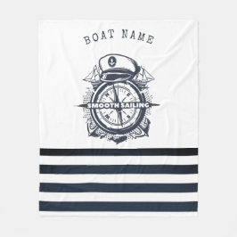Nautisch Pet, anker, wielnavelblauw gestreept Fleece Deken