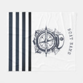 Nautisch Pet, anker, wielnavelblauw gestreept Fleece Deken (Voorkant (Horizontaal))