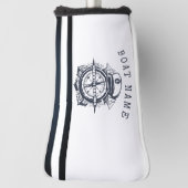 Nautisch Pet, anker, wielnavelblauw gestreept Golfheadcover (Draai 90)