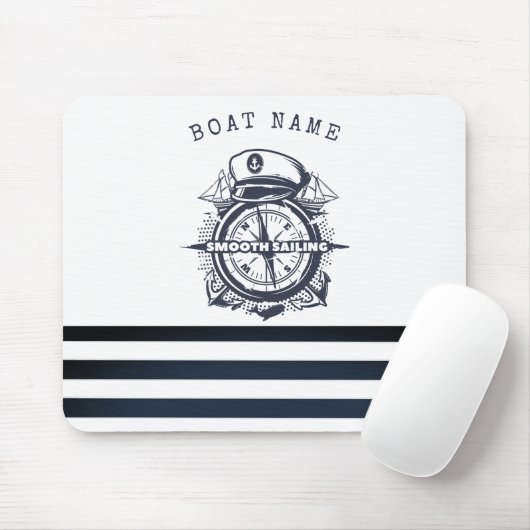 Nautisch Pet, anker, wielnavelblauw gestreept Muismat (Met muis)