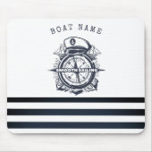 Nautisch Pet, anker, wielnavelblauw gestreept Muismat (Voorkant)