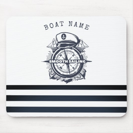 Nautisch Pet, anker, wielnavelblauw gestreept Muismat (Voorkant)