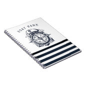 Nautisch Pet, anker, wielnavelblauw gestreept Notitieboek (Rechterzijde)