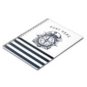 Nautisch Pet, anker, wielnavelblauw gestreept Notitieboek (Linkerzijde)