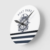 Nautisch Pet, anker, wielnavelblauw gestreept Ronde Klok (Hoek)