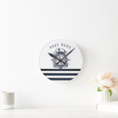 Nautisch Pet, anker, wielnavelblauw gestreept Ronde Klok (Huis)