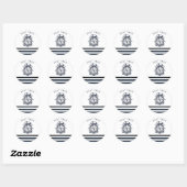 Nautisch Pet, anker, wielnavelblauw gestreept Ronde Sticker (Vel)