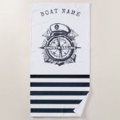 Nautisch Pet, anker, wielnavelblauw gestreept Strandlaken (Voorkant)