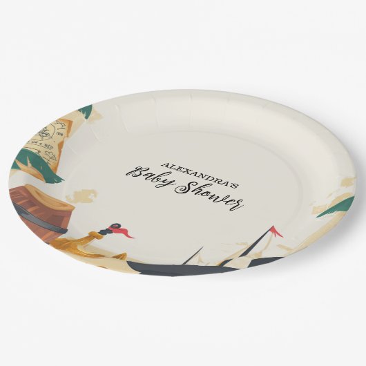 Nautisch piratenschip Ahoy Het is een jongen Papieren Bordje (Gekanteld)