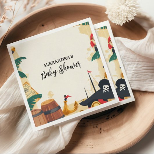 Nautisch piratenschip Ahoy Het is een jongen Servet