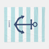 Nautisch poederblauw gestreepte deken met anker (Voorkant (Horizontaal))
