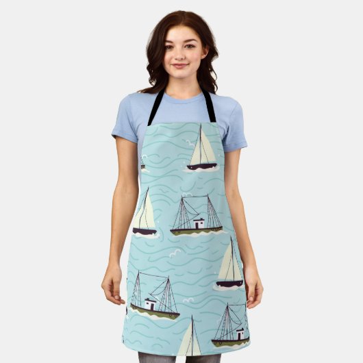 Nautisch poster van het vispatroon schort (Gedragen)