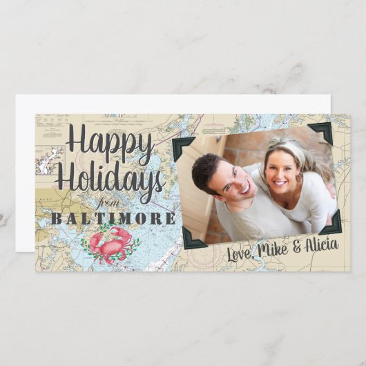 Nautisch Prettig Feestdagen uit Baltimore Feestdagenkaart (Voorkant / Achterkant)