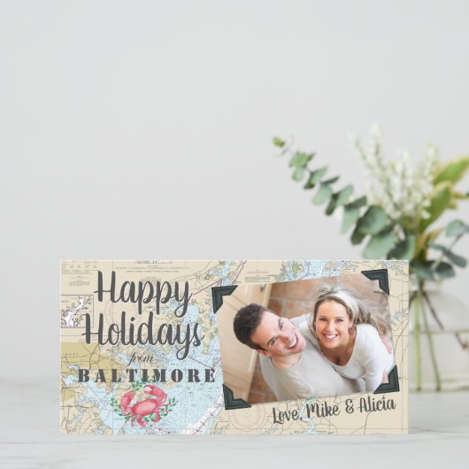 Nautisch Prettig Feestdagen uit Baltimore Feestdagenkaart (Staand voorkant)