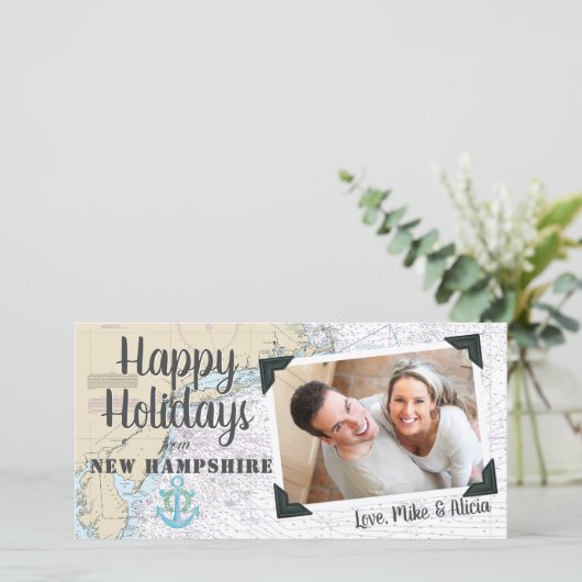 Nautisch prettige feestdagen uit New Hampshire Feestdagenkaart (Staand voorkant)