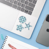 Nautisch Quilt Contour Sticker (Laptop met iPhone)