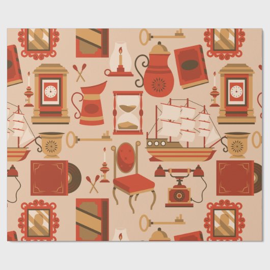  nautisch retro marien antiek cadeaupapier (Vlak)