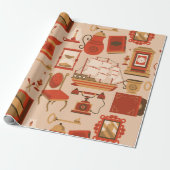  nautisch retro marien antiek cadeaupapier (Uitgerold)