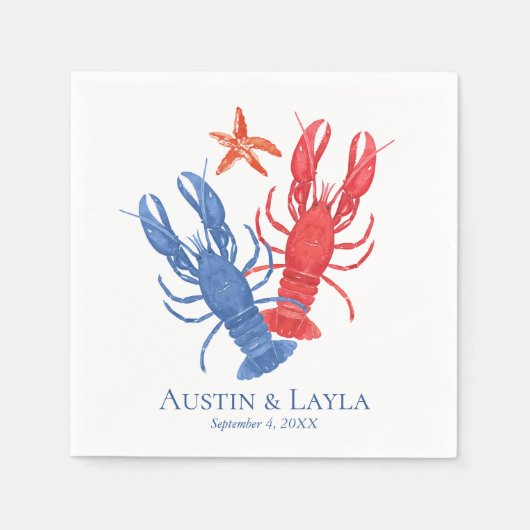 Nautisch Rode Blauwe Kreeft Persoonlijk Servet (Voorkant)