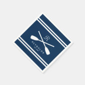 Nautisch roeien roeispanen marine blauw en wit bru servet (Hoek)