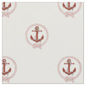 Nautisch roestrood anker/rode naadknoop stof (Close Up)