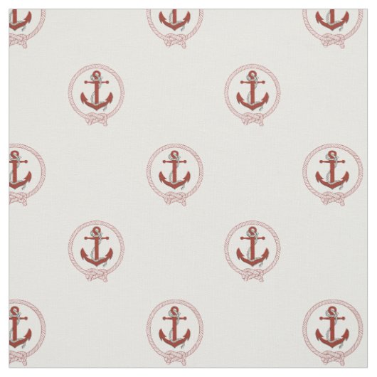 Nautisch roestrood anker/rode naadknoop stof (Swatch)