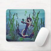 Nautisch roestvrij blauw anker/zeewier/schelp/zeep muismat (Met muis)