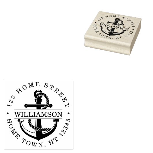 Nautisch Rond Anker Retouradres Rubberstempel (Gestempeld)