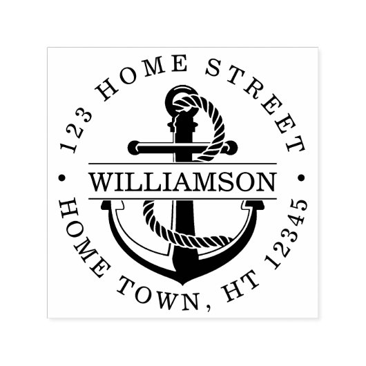 Nautisch Rond Anker Retouradres Zelfinktende Stempel (Design)