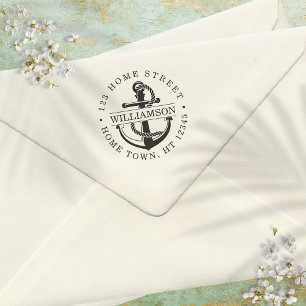 Nautisch Rond Anker Retouradres Zelfinktende Stempel