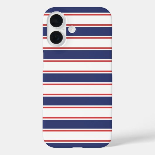 Nautisch rood en marine blauwe strepen Case-Mate iPhone case (Achterkant)