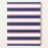 Nautisch rood en marine blauwe strepen planner (Achterkant)