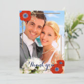 Nautisch Rood Wit Blauw Anemonen 📸Foto Dank u Bedankkaart (Staand voorkant)