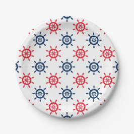 Nautisch Rood Wit Blauw Plezierige Viering Papieren Bordje