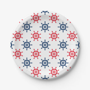 Nautisch Rood Wit Blauw Plezierige Viering Papieren Bordje