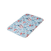 Nautisch rood wit en blauw patroon badmat (Gekanteld)