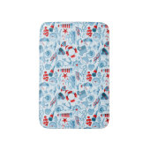 Nautisch rood wit en blauw patroon badmat (Voorkant Verticaal)
