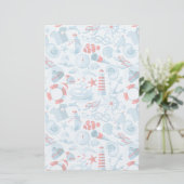 Nautisch rood wit en blauw patroon briefpapier (Staand voorkant)