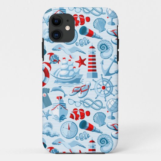Nautisch rood wit en blauw patroon Case-Mate iPhone case (Achterkant)