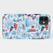 Nautisch rood wit en blauw patroon Case-Mate iPhone case (Achterkant (horizontaal))