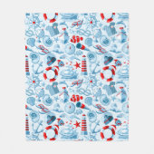 Nautisch rood wit en blauw patroon fleece deken (Voorkant)