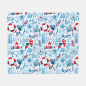 Nautisch rood wit en blauw patroon fleece deken (Voorkant (Horizontaal))