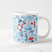 Nautisch rood wit en blauw patroon grote koffiekop (Rechts)