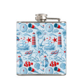 Nautisch rood wit en blauw patroon heupfles (Achterkant)