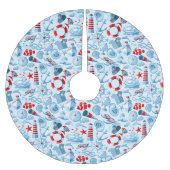 Nautisch rood wit en blauw patroon kerstboom rok (Voorkant)