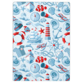 Nautisch rood wit en blauw patroon klembord (Achterkant)